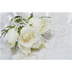 Белые розы с бусами - Фотообои цветы - Модульная картины, Репродукции, Декоративные панно, Декор стен