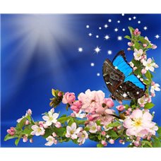 Картина на холсте по фото Модульные картины Печать портретов на холсте Бабочка на цветах - Фотообои цветы