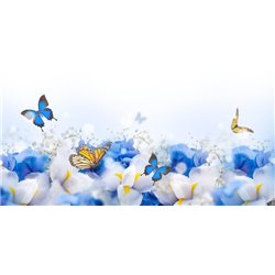 Бабочки над цветами - Фотообои цветы - Модульная картины, Репродукции, Декоративные панно, Декор стен