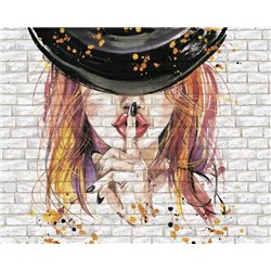 Девушка в шляпе - Фотообои акварель - Модульная картины, Репродукции, Декоративные панно, Декор стен