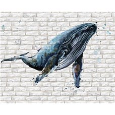 Картина на холсте по фото Модульные картины Печать портретов на холсте Синий кит - Фотообои акварель