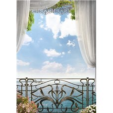Картина на холсте по фото Модульные картины Печать портретов на холсте Балкон с видом на море - Фотообои Фрески