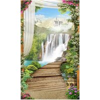 Арка с видом на водопад - Фотообои Фрески|Фрески на кухню
