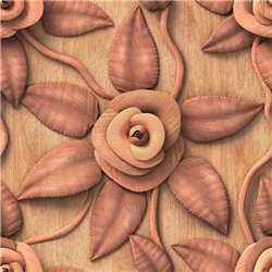 Деревянная роза с листьями - 3D фотообои - Модульная картины, Репродукции, Декоративные панно, Декор стен
