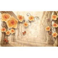 Портреты картины репродукции на заказ - Персиковые розы - 3D фотообои