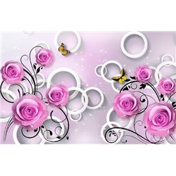 Розовые розы с кольцами - 3D фотообои - Модульная картины, Репродукции, Декоративные панно, Декор стен