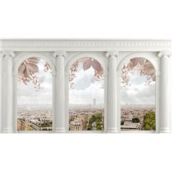 Город за окном - 3D фотообои|3Д обои для зала - Модульная картины, Репродукции, Декоративные панно, Декор стен