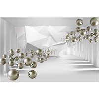 Серебряные шары - 3D фотообои|3Д обои для зала