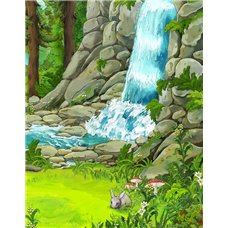 Картина на холсте по фото Модульные картины Печать портретов на холсте Заяц возле водопада - Фотообои детские