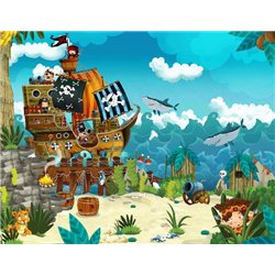 Пиратский корабль у берега - Фотообои детские - Модульная картины, Репродукции, Декоративные панно, Декор стен