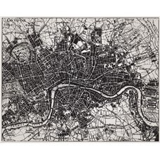 Картина на холсте по фото Модульные картины Печать портретов на холсте Чёрно-белая карта Лондона - Фотообои карта мира