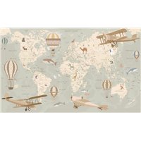 Портреты картины репродукции на заказ - Карта с аэропланами - Фотообои карта мира