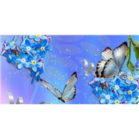 Портреты картины репродукции на заказ - Бабочки в цветах - Фотообои цветы