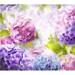 Цветные гортензии - Фотообои цветы - Модульная картины, Репродукции, Декоративные панно, Декор стен