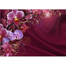 Картина на холсте по фото Модульные картины Печать портретов на холсте Орхидеи с завитками на ткани - Фотообои цветы