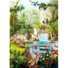 Картина на холсте по фото Модульные картины Печать портретов на холсте Тигры у водопада - Фотообои детские
