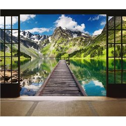 Тихое озеро в горах - Вид из окна - Модульная картины, Репродукции, Декоративные панно, Декор стен