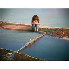 Картина на холсте по фото Модульные картины Печать портретов на холсте Одинокая девочка на берегу - Фотообои Креатив