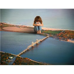 Одинокая девочка на берегу - Фотообои Креатив - Модульная картины, Репродукции, Декоративные панно, Декор стен