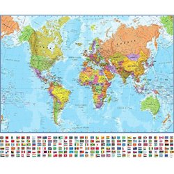 Флаги на карте - Фотообои карта мира - Модульная картины, Репродукции, Декоративные панно, Декор стен