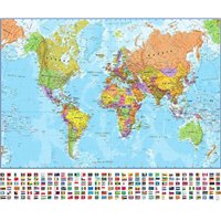 Портреты картины репродукции на заказ - Флаги на карте - Фотообои карта мира