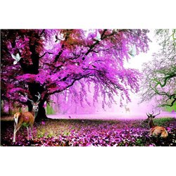 Цветущее дерево в лесу - Фотообои Животные - Модульная картины, Репродукции, Декоративные панно, Декор стен