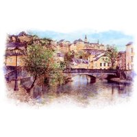 Живописный вид с рекой Альзетт - Фотообои Старый город