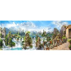Картина на холсте по фото Модульные картины Печать портретов на холсте Красивая долина водопадов - Фотообои водопады