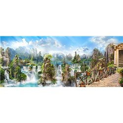 Красивая долина водопадов - Фотообои водопады - Модульная картины, Репродукции, Декоративные панно, Декор стен