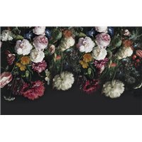 Портреты картины репродукции на заказ - Цветочная композиция на чёрном - Фотообои цветы
