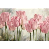 Портреты картины репродукции на заказ - Розовые тюльпаны - Фотообои цветы