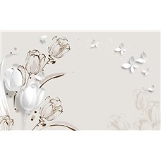 Картина на холсте по фото Модульные картины Печать портретов на холсте Белые тюльпаны - 3D фотообои|3D цветы