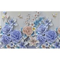 Портреты картины репродукции на заказ - Синие розы - 3D фотообои|3D цветы