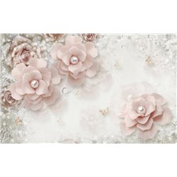 Глянцевые розы с жемчугом - 3D фотообои|3D цветы - Модульная картины, Репродукции, Декоративные панно, Декор стен