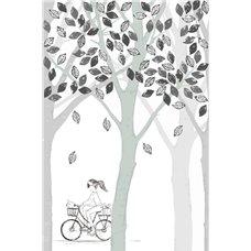 Картина на холсте по фото Модульные картины Печать портретов на холсте Девушка на велосипеде - Дизайнерские