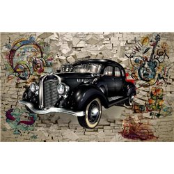 Чёрный ретро автомобиль - Дизайнерские - Модульная картины, Репродукции, Декоративные панно, Декор стен