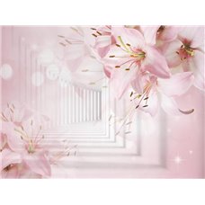 Картина на холсте по фото Модульные картины Печать портретов на холсте Тень розовых лилий - Фотообои цветы|лилии