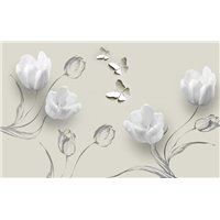 Белоснежные тюльпаны - 3D фотообои|3D цветы