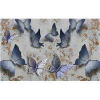 Портреты картины репродукции на заказ - Серебристые бабочки - 3D фотообои