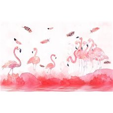 Картина на холсте по фото Модульные картины Печать портретов на холсте Стая фламинго - Фотообои Животные|птицы