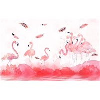 Портреты картины репродукции на заказ - Стая фламинго - Фотообои Животные|птицы