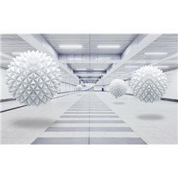 Белый ангар с шарами - 3D фотообои|3D расширяющие пространство - Модульная картины, Репродукции, Декоративные панно, Декор стен