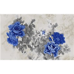 Синие пионы - Фотообои цветы - Модульная картины, Репродукции, Декоративные панно, Декор стен