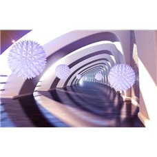 Картина на холсте по фото Модульные картины Печать портретов на холсте Сиреневый тоннель с сферами - 3D фотообои|3D расширяющие пространство