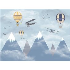 Картина на холсте по фото Модульные картины Печать портретов на холсте рисованные горы и воздушные шары - Фотообои горы