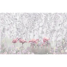 Картина на холсте по фото Модульные картины Печать портретов на холсте розовые фламинго в озере - Фотообои акварель