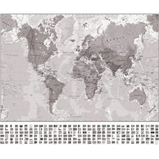 Картина на холсте по фото Модульные картины Печать портретов на холсте Чёрно-белая карта мира - Фотообои карта мира