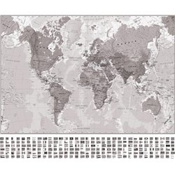 Чёрно-белая карта мира - Фотообои карта мира - Модульная картины, Репродукции, Декоративные панно, Декор стен