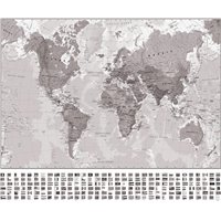Портреты картины репродукции на заказ - Чёрно-белая карта мира - Фотообои карта мира