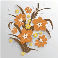 Цветочный орнамент в коричневых тонах - 3D фотообои|3D цветы